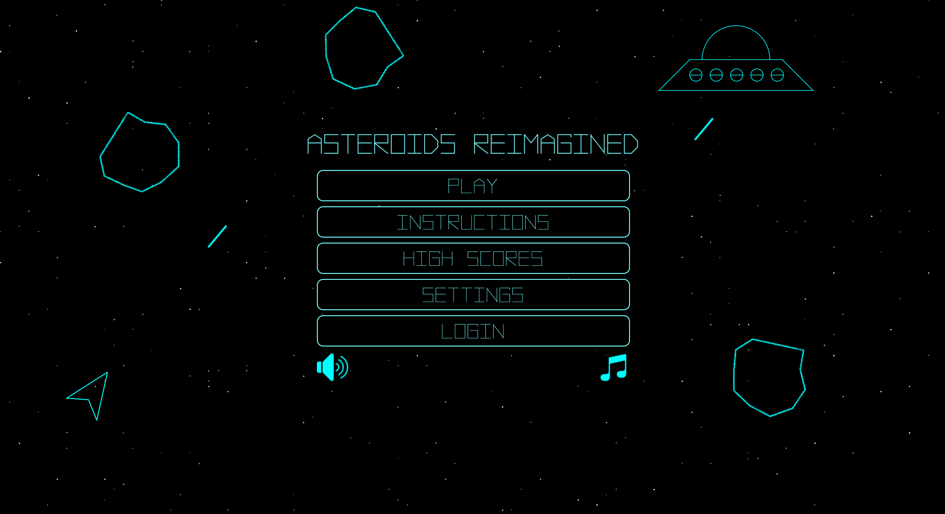 Asteroids Reimagined Main Menu